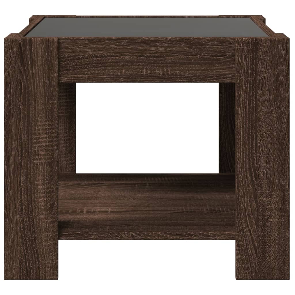 Coffee Table with LED Brown Oak 53x53x45 cm Engineered Wood