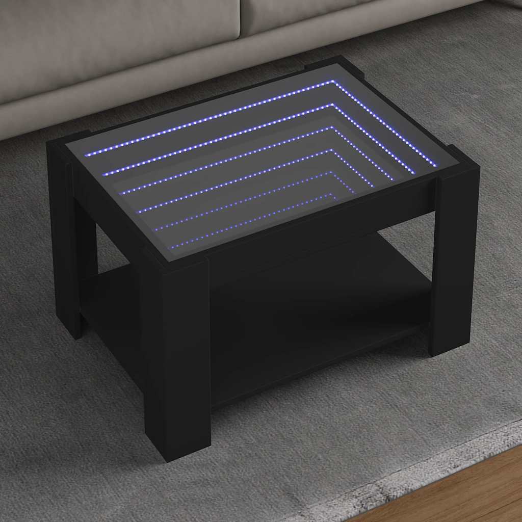 Coffee Table with LED Black 73x53x45 cm Engineered Wood