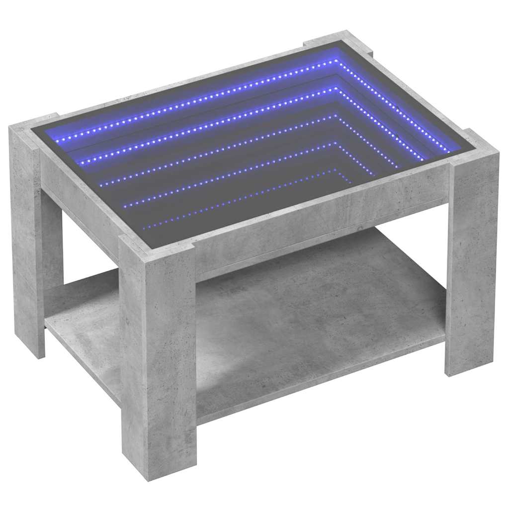 Coffee Table with LED Concrete Grey 73x53x45 cm Engineered Wood