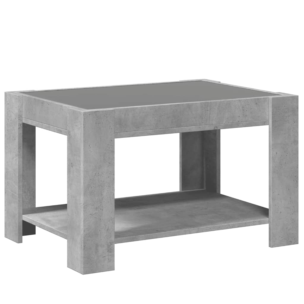 Coffee Table with LED Concrete Grey 73x53x45 cm Engineered Wood