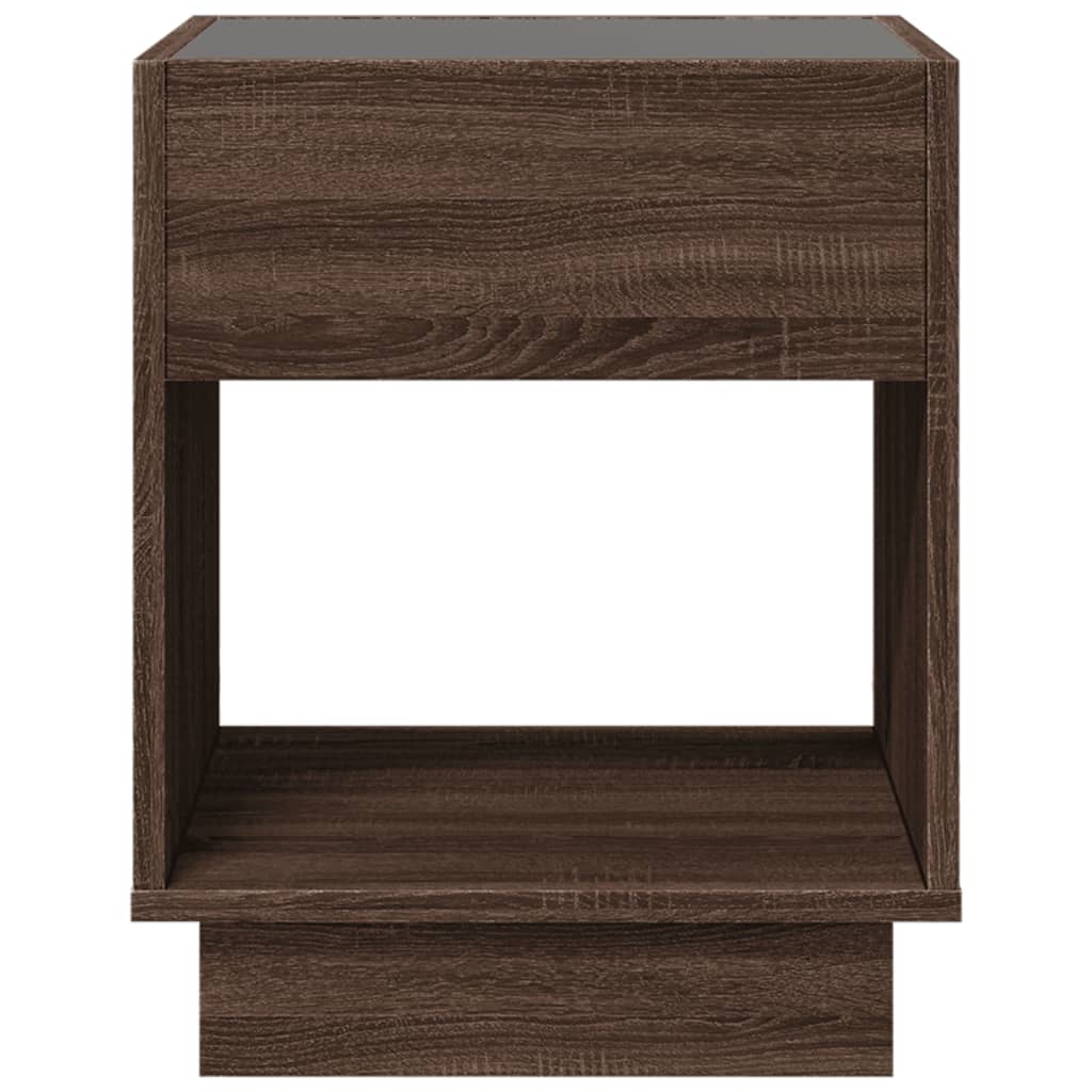 Coffee Table with Infinity LED Brown Oak 40x40x50 cm