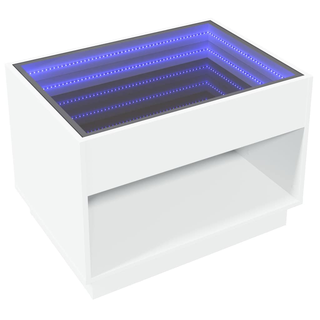 Coffee Table with Infinity LED White 70x50x50 cm