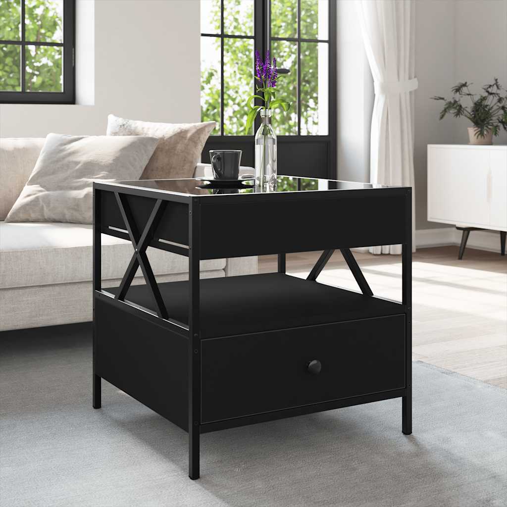 Coffee Table with Infinity LED Black 50x50x51 cm