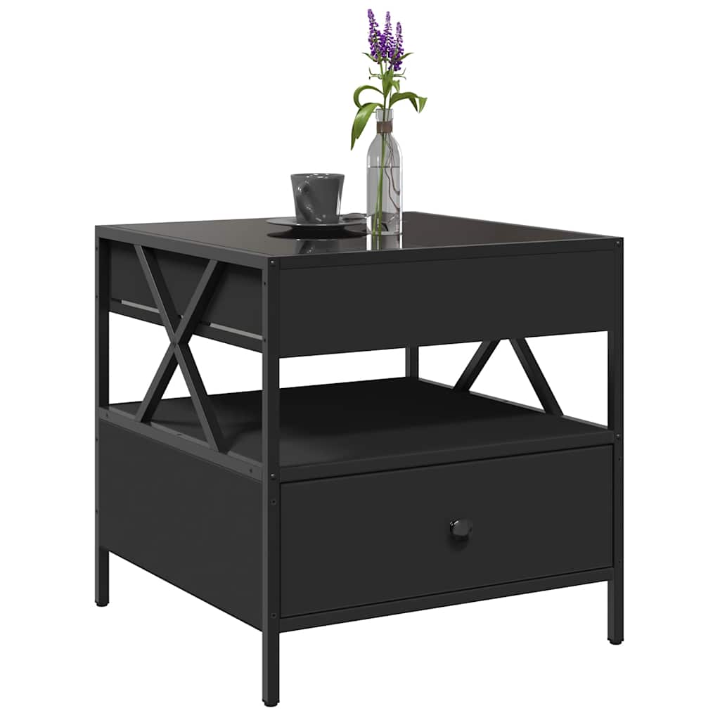 Coffee Table with Infinity LED Black 50x50x51 cm