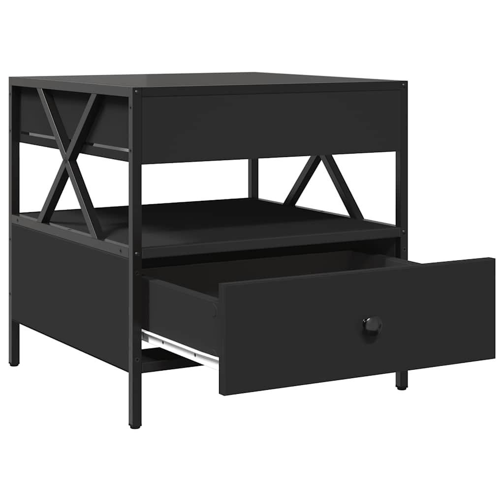 Coffee Table with Infinity LED Black 50x50x51 cm