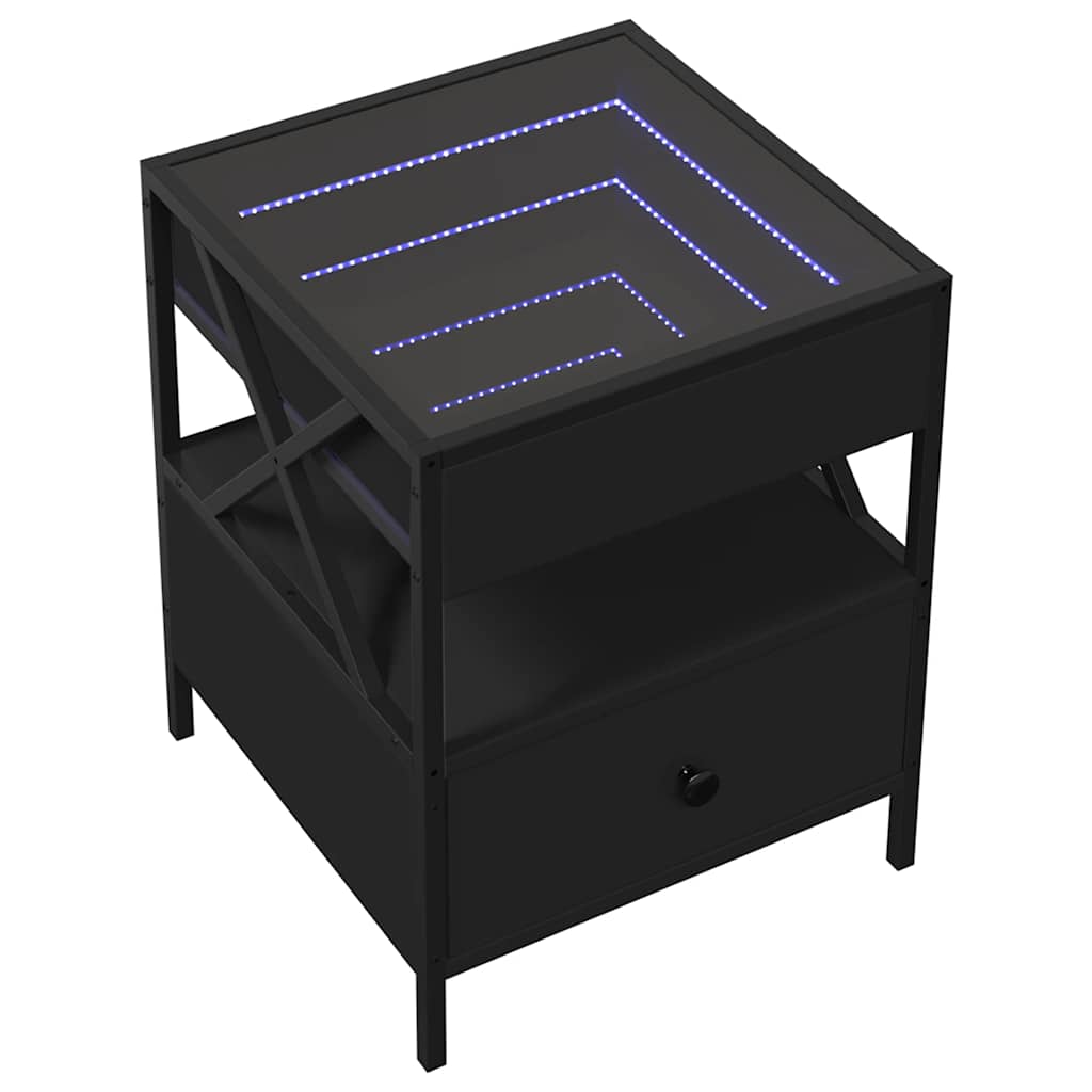 Coffee Table with Infinity LED Black 40x40x51 cm