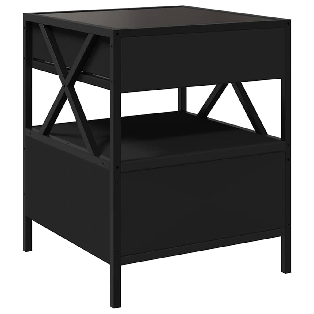 Coffee Table with Infinity LED Black 40x40x51 cm