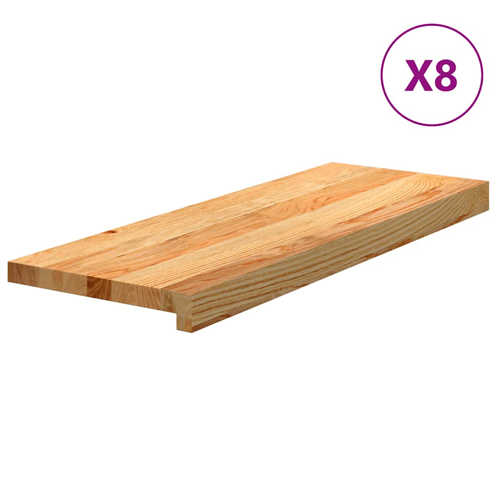 Stair Treads 8 pcs Light Brown 70x30x2 cm Solid Wood Oak