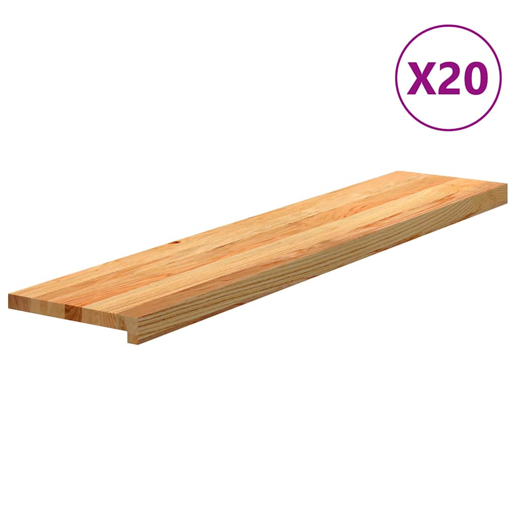 Stair Treads 20 pcs Light Brown 120x30x2 cm Solid Wood Oak