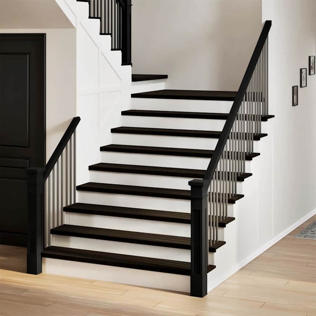 Stair Treads 12 pcs Brown Black 120x30x2 cm Solid Wood Oak