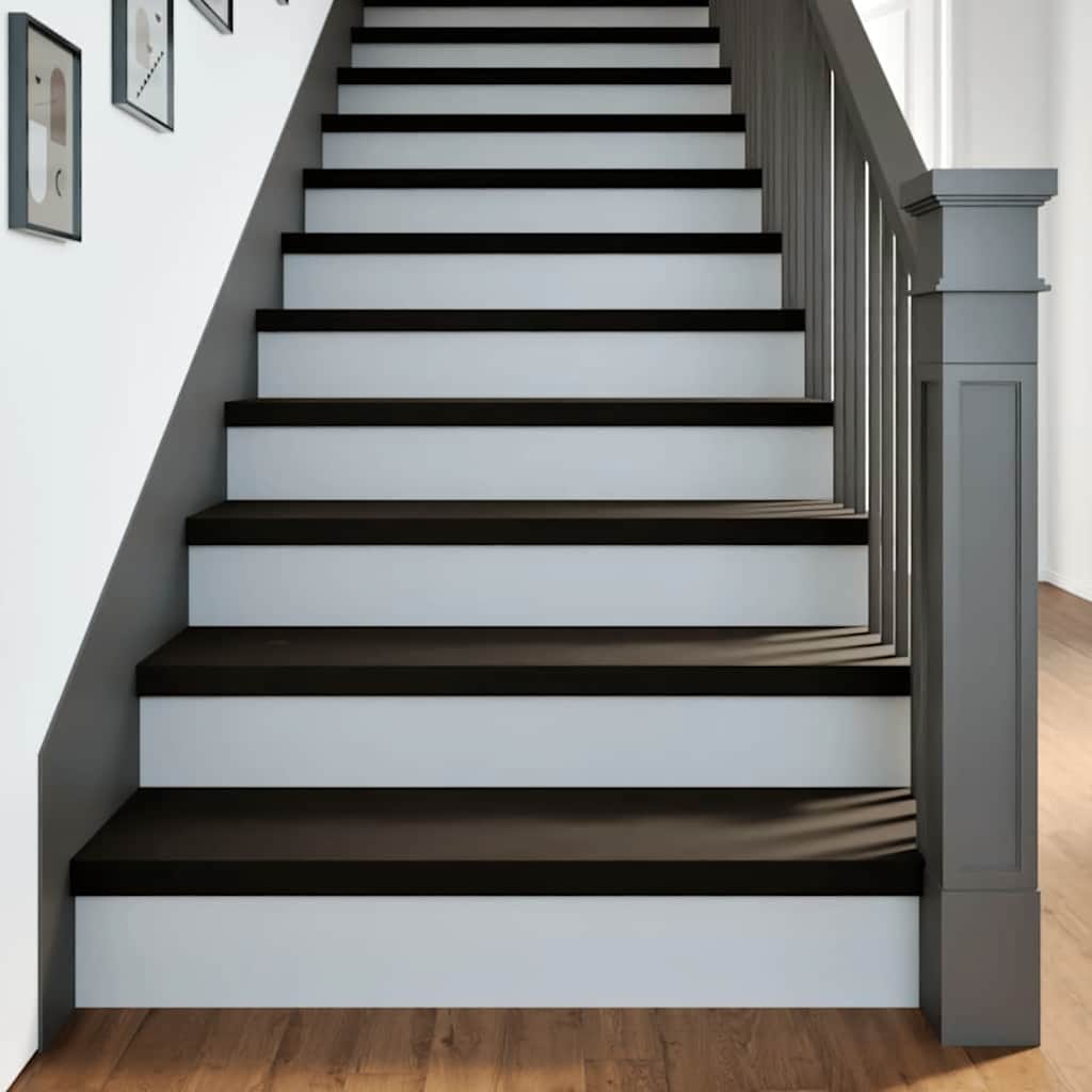 Stair Treads 16 pcs Brown Black 100x25x2 cm Solid Wood Oak