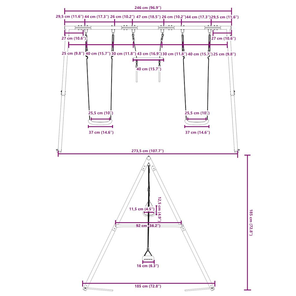 Outdoor Swing Set with Swings and Trapeze