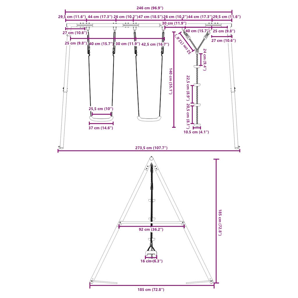Outdoor Swing Set with Swings and Disc Swing
