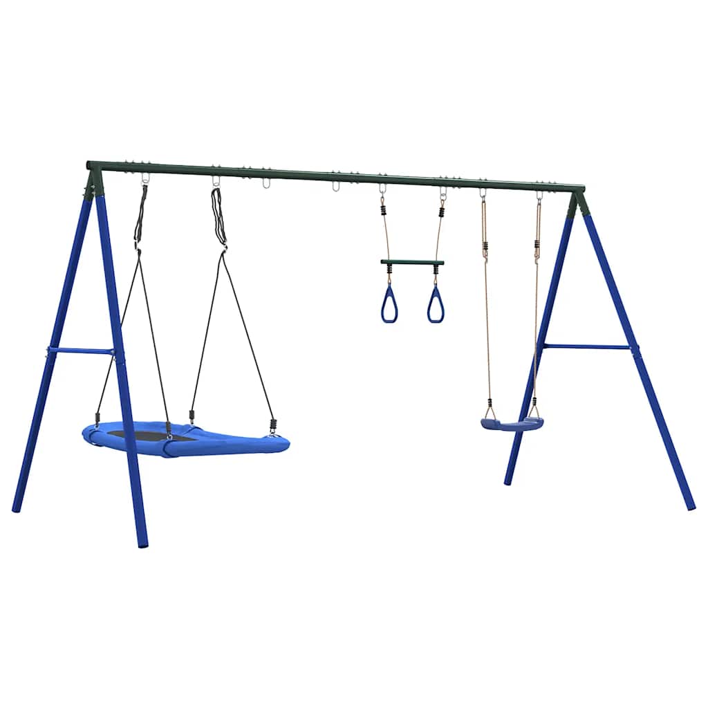 Outdoor Swing Set with Swing, Trapeze, Nest Swing