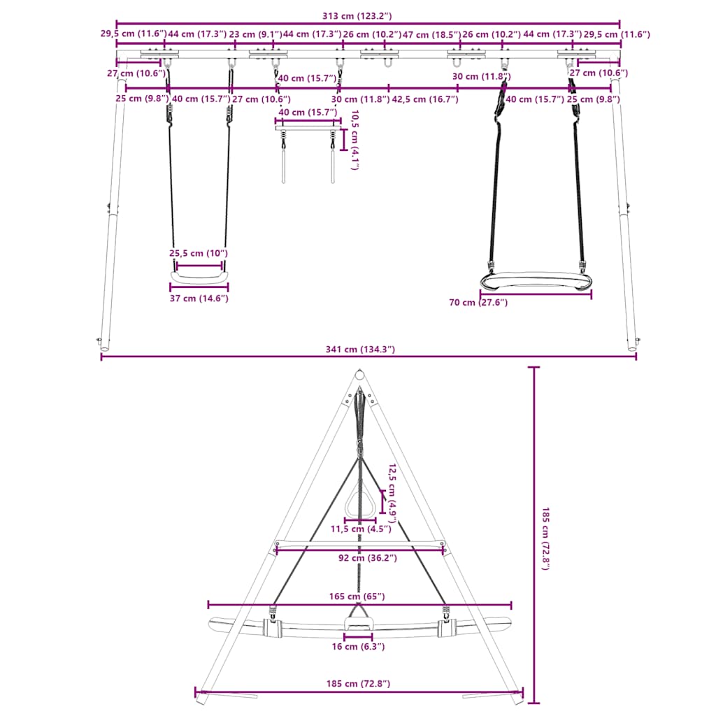 Outdoor Swing Set with Swing, Trapeze, Nest Swing
