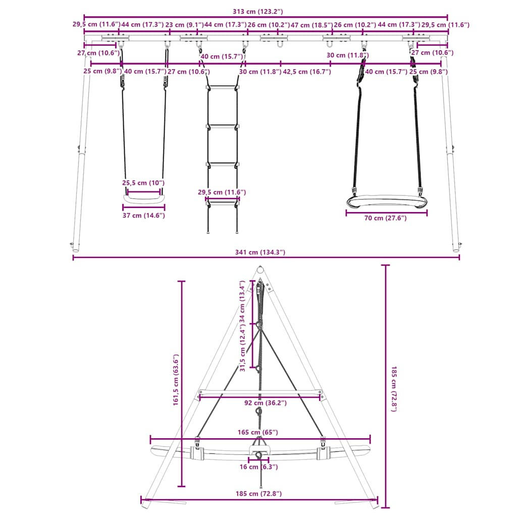 Outdoor Swing Set with Swing, Ladder, Nest Swing