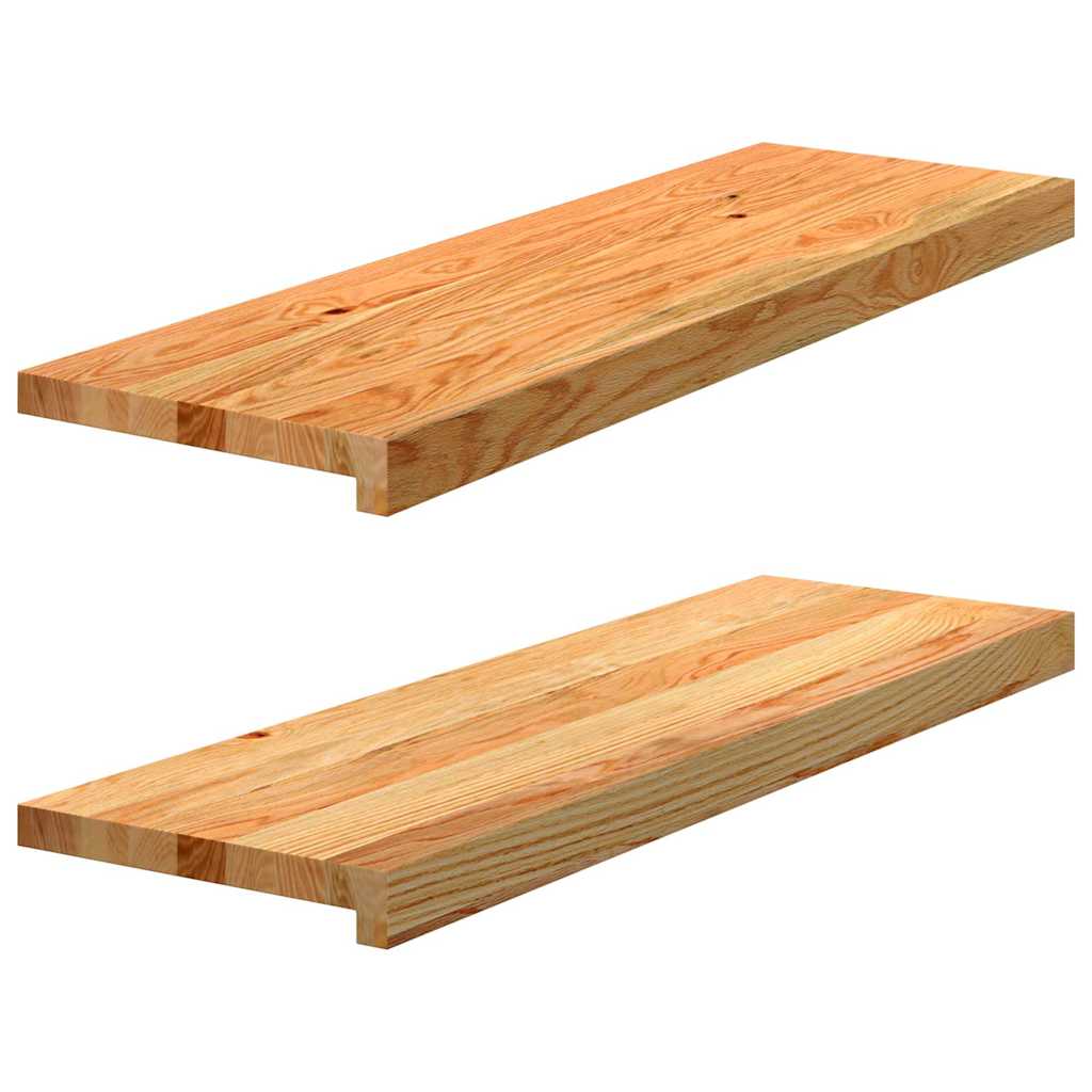 Stair Treads 2 pcs Light Brown 80x25x2 cm Solid Wood Oak