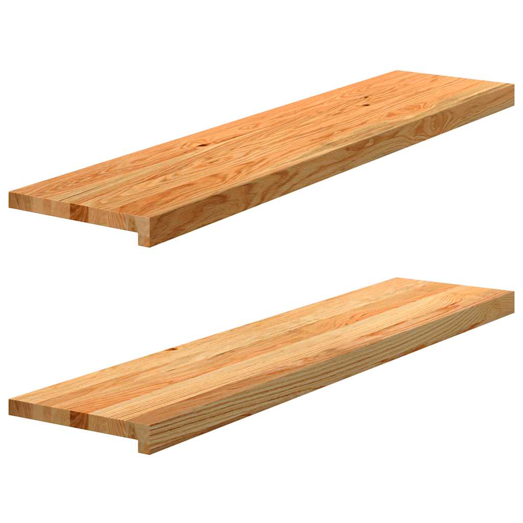 Stair Treads 2 pcs Light Brown 110x30x2 cm Solid Wood Oak