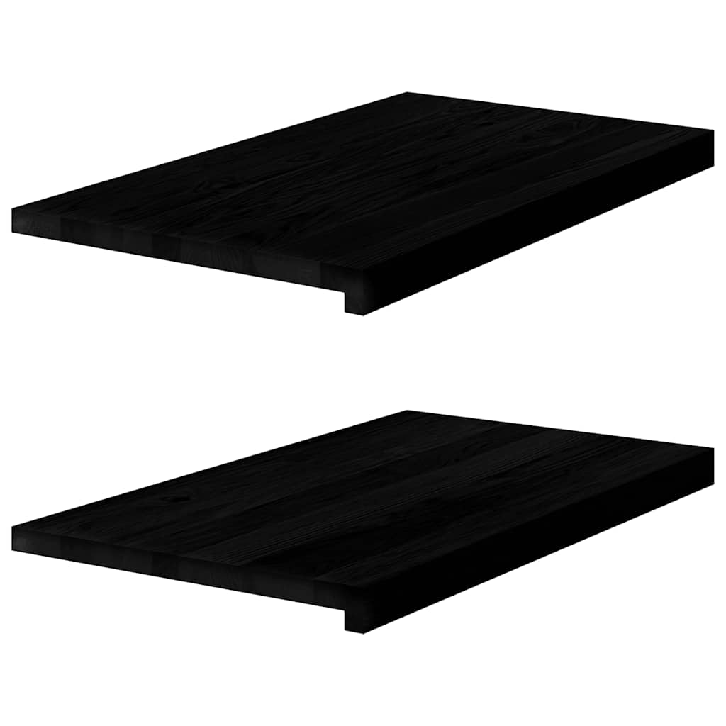 Window Sills 2 pcs Brown Black 70x40x2 cm Solid Wood Oak