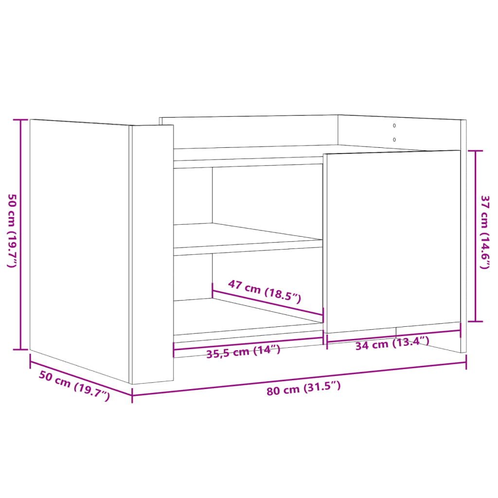 Coffee Table Black 80x50x50 cm Engineered Wood
