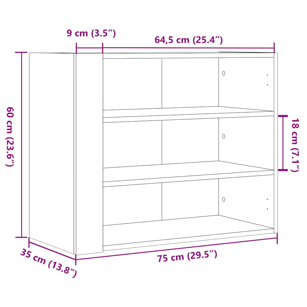 Wall Cabinet Sonoma Oak 75x35x60 cm Engineered Wood