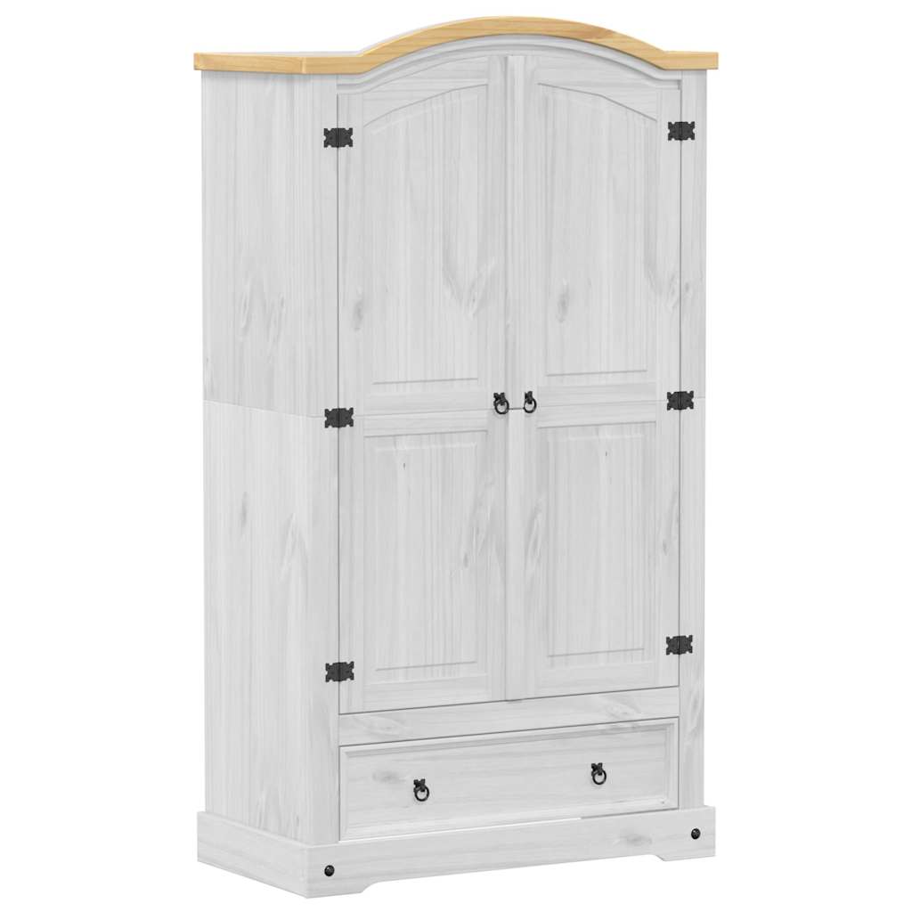 Wardrobe "Corona" White 102x52x186 cm Solid Wood Pine