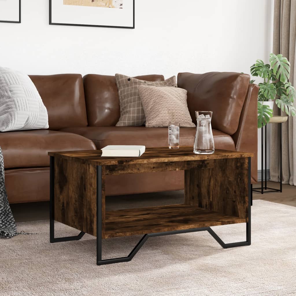 Coffee Table Smoked Oak 75x51x40 cm Engineered Wood