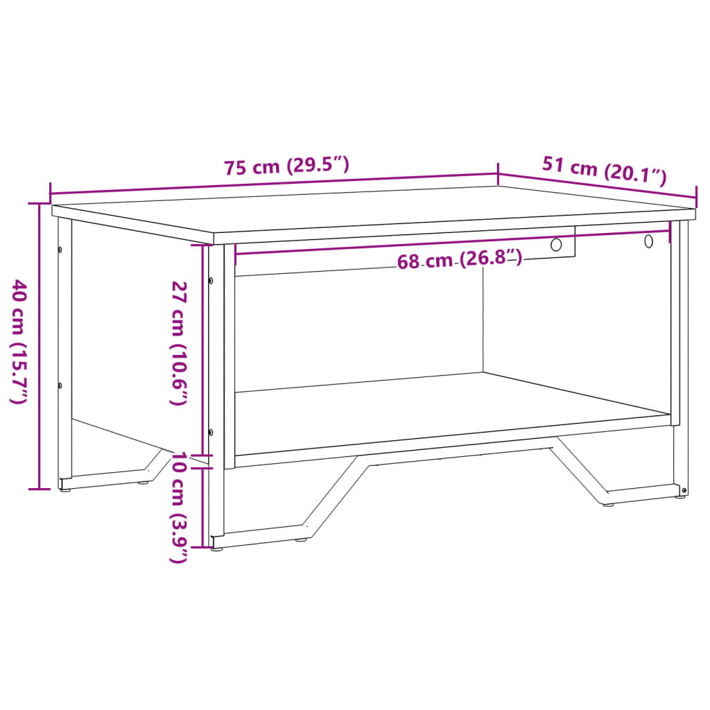 Coffee Table Smoked Oak 75x51x40 cm Engineered Wood