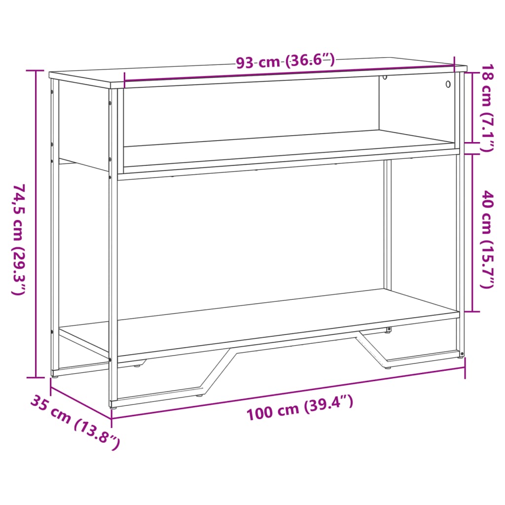 Console Table Grey Sonoma 100x35x74,5 cm Engineered Wood