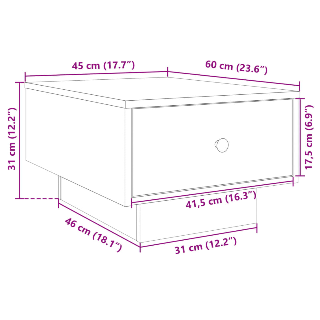 Coffee Table Concrete Grey 60x45x31 cm Engineered Wood