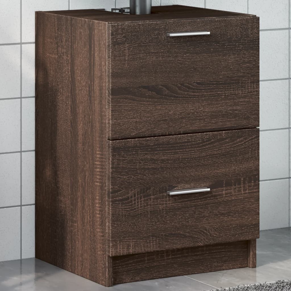 Sink Cabinet | Brown Oak | Engineered Wood | 40cm x 37cm x 59cm