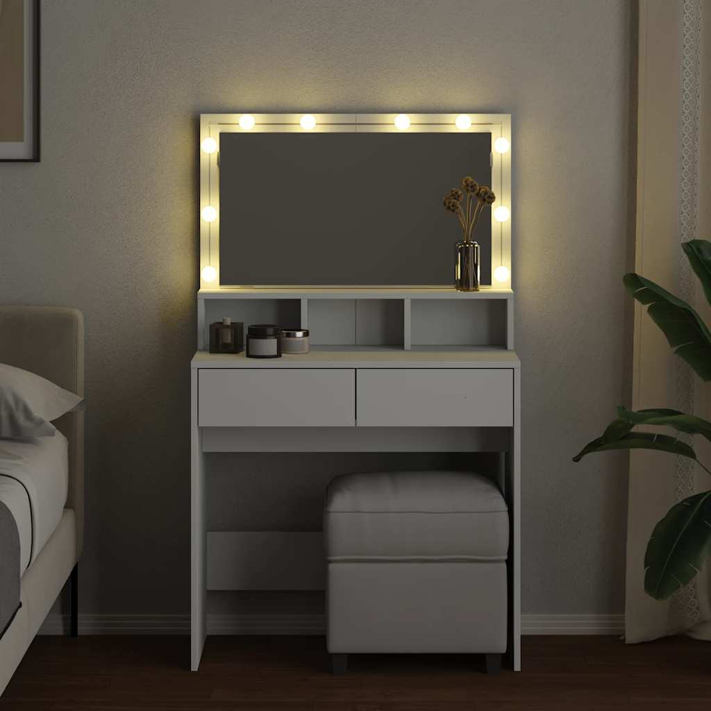 Dressing Table with LED White 80x41x134.5 cm