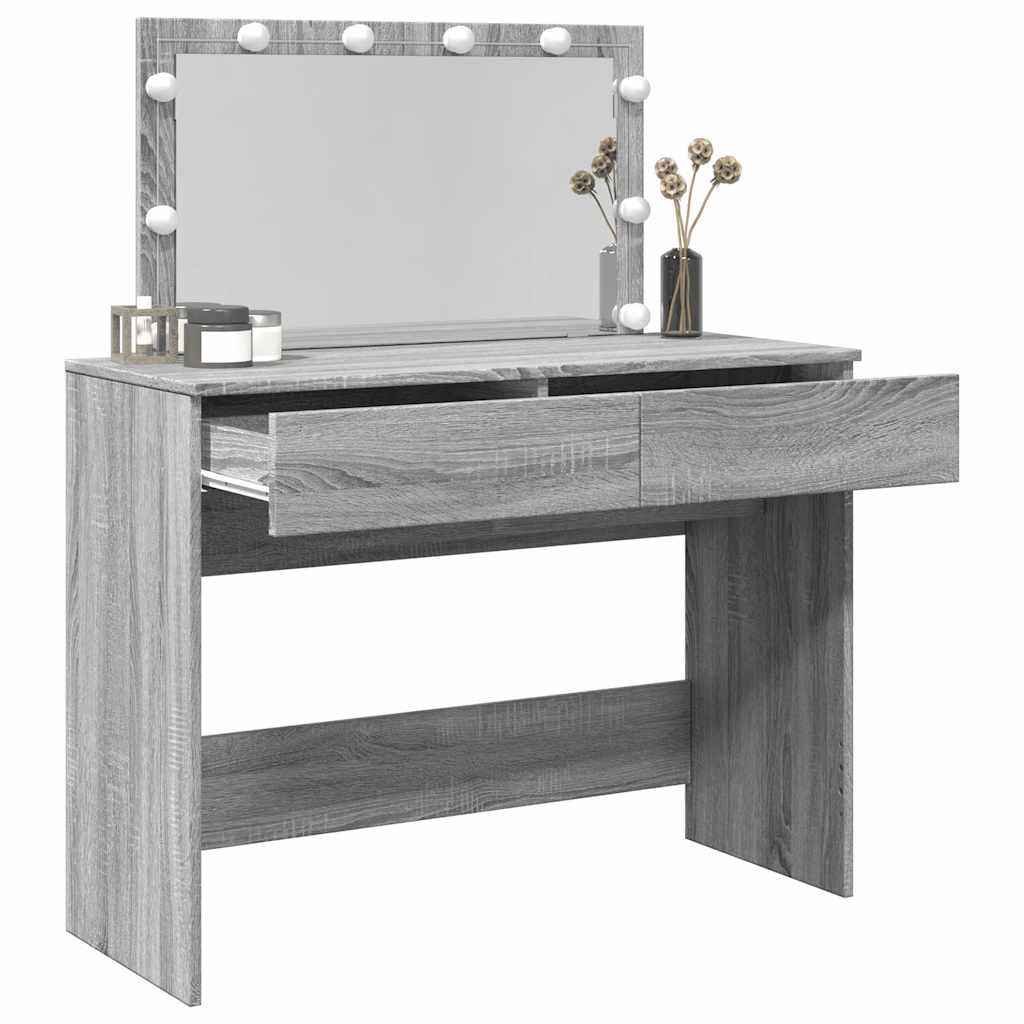 Dressing Table with LED Grey Sonoma 100x40x120 cm