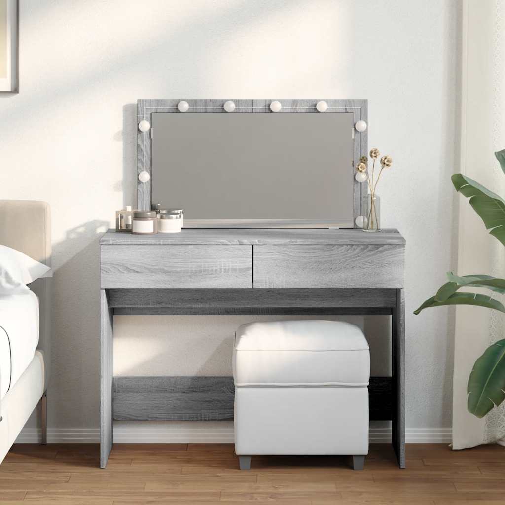 Dressing Table with LED Grey Sonoma 100x40x120 cm