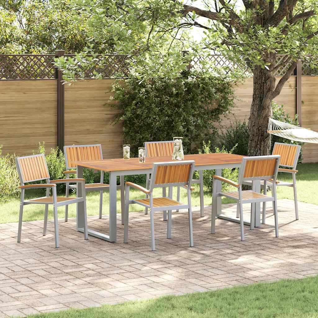 Stacking Chair 6 pcs Brown Solid Acacia Wood Stackable