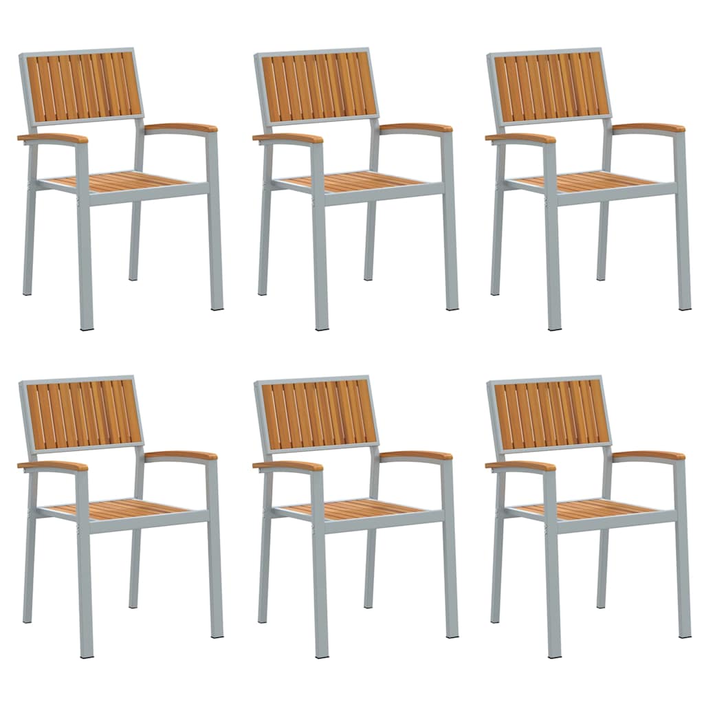 Stacking Chair 6 pcs Brown Solid Acacia Wood Stackable