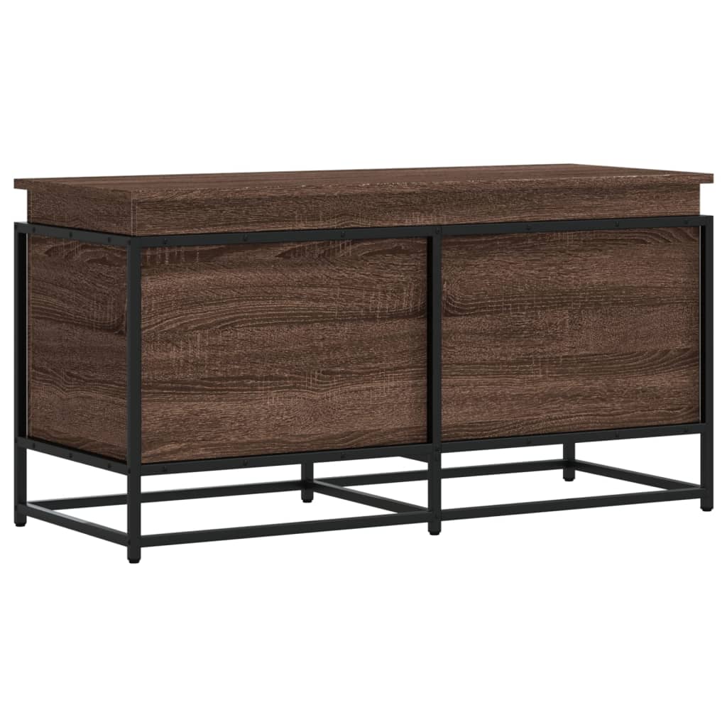 Storage Box with Lid Brown Oak 100x40x51.5 cm Engineered Wood