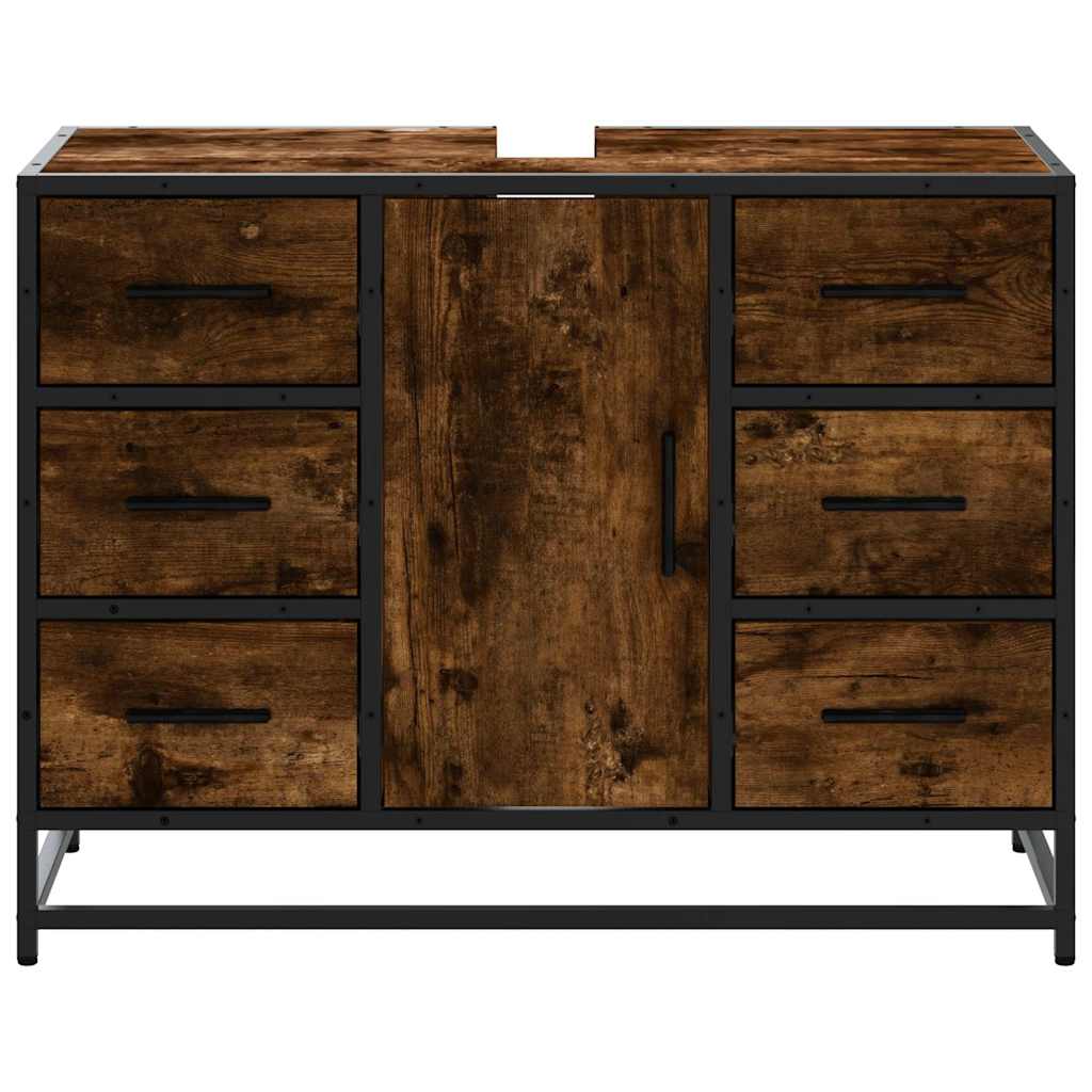 Bathroom Sink Cabinet Smoked Oak 80x33x60 cm Engineered Wood