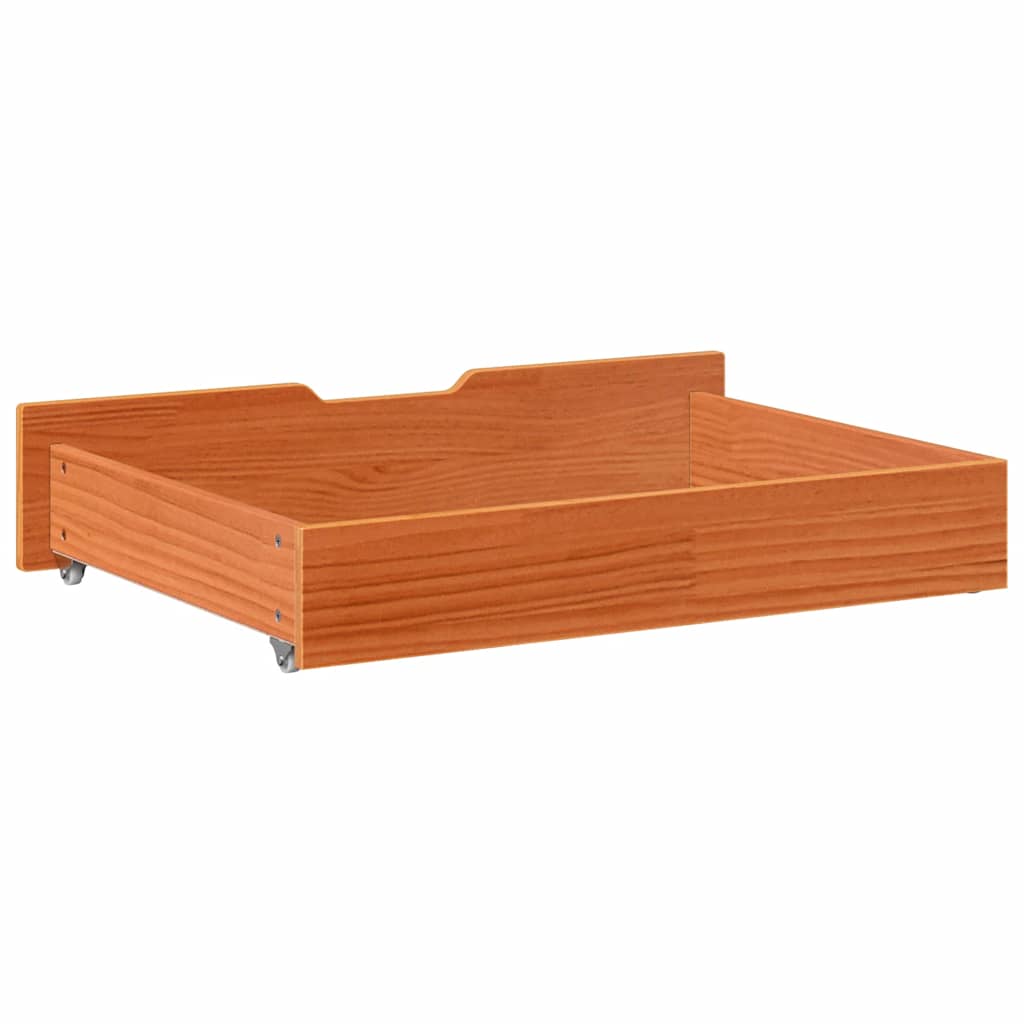 Under-Bed Drawers 2 pcs Wax Brown 80x55x17 cm Solid Wood Pine