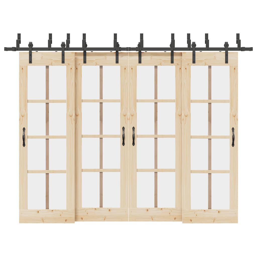 Sliding Door Hardware Kit 305 cm Steel Black