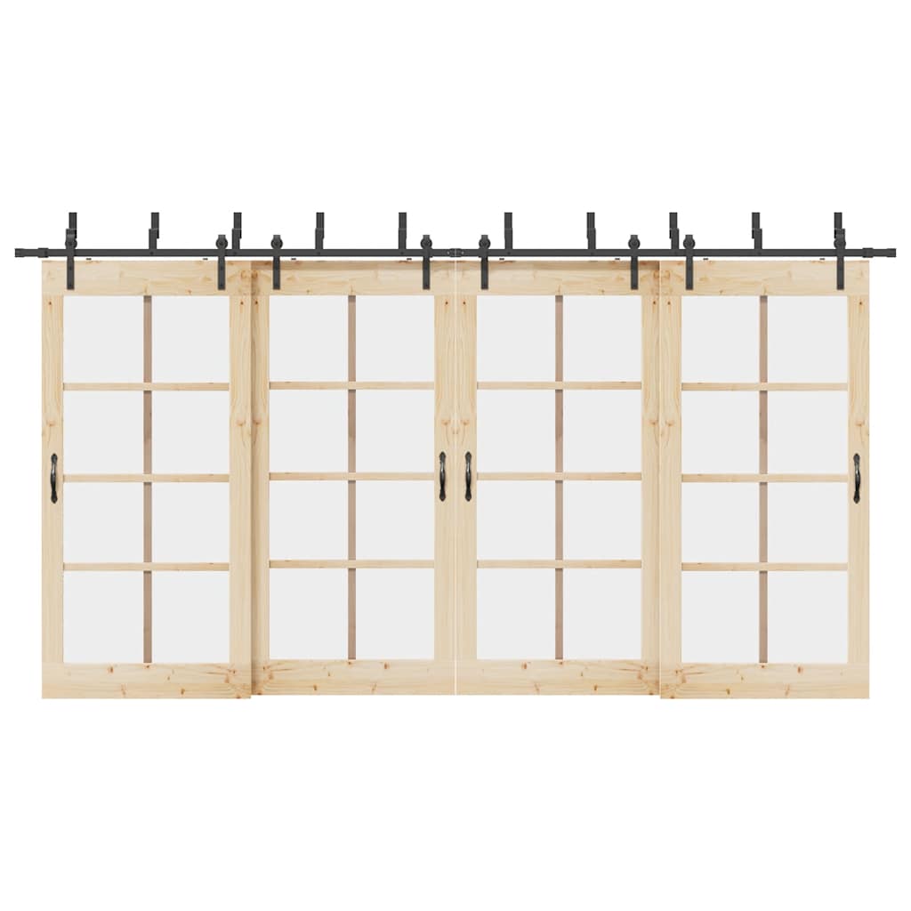 Sliding Door Hardware Kit 427 cm Steel Black