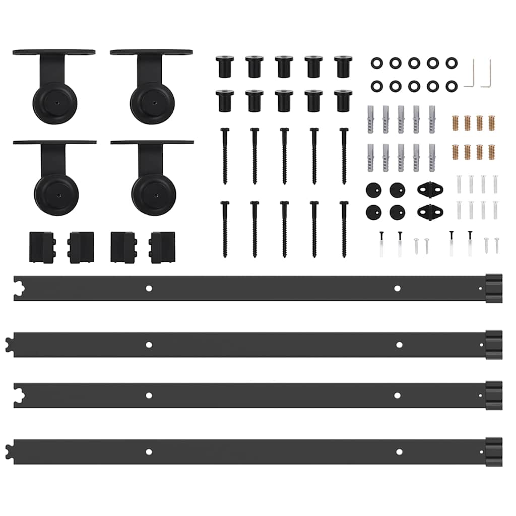Sliding Door Hardware Kit 305 cm Steel Black