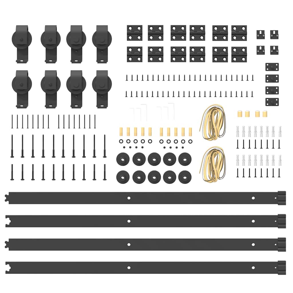 Sliding Door Hardware Kit 366 cm Steel Black