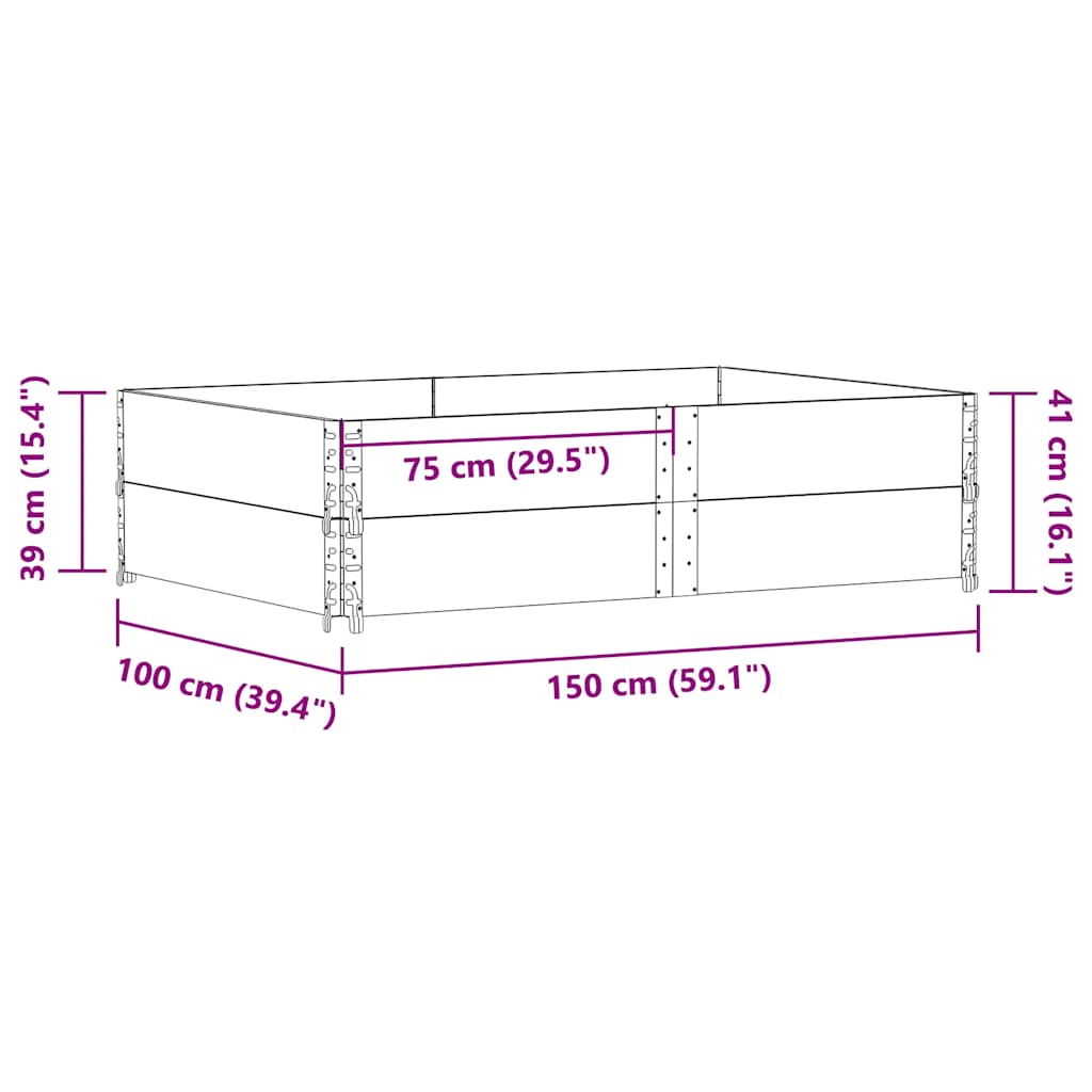Pallet Collars 2 pcs 150x100 cm Solid Wood Pine