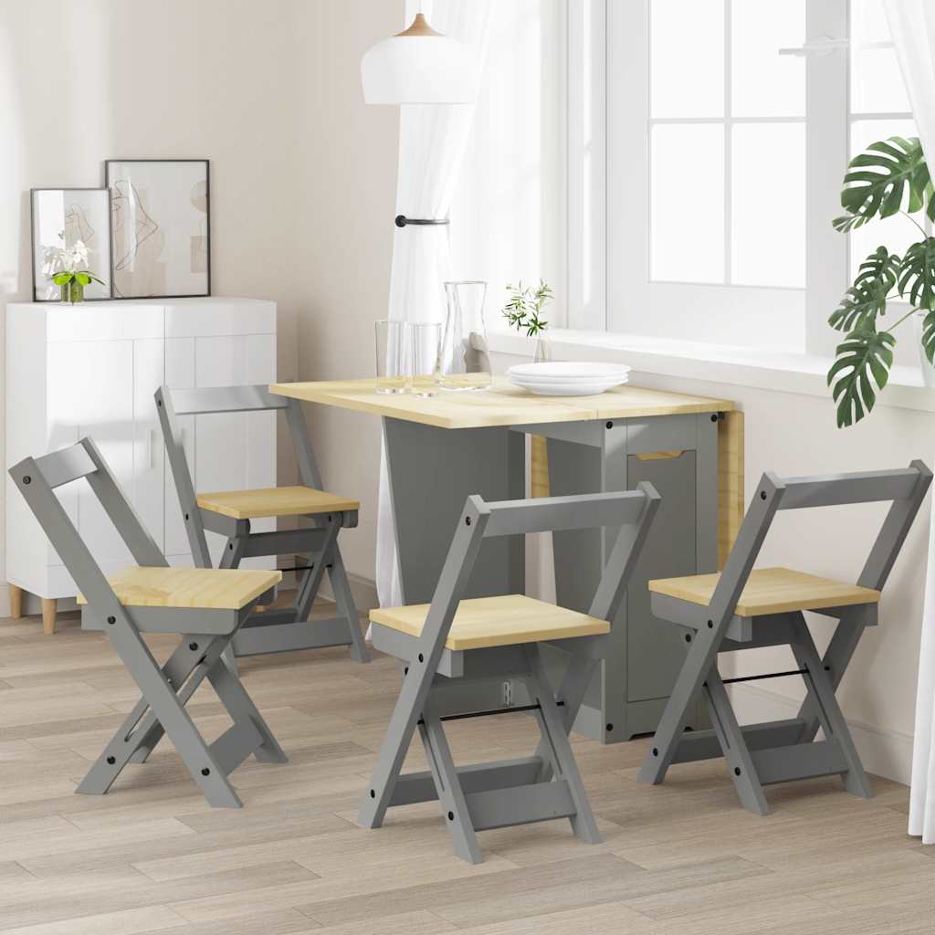 Folding Chairs 4 pcs "Corona" Grey Solid Wood Pine