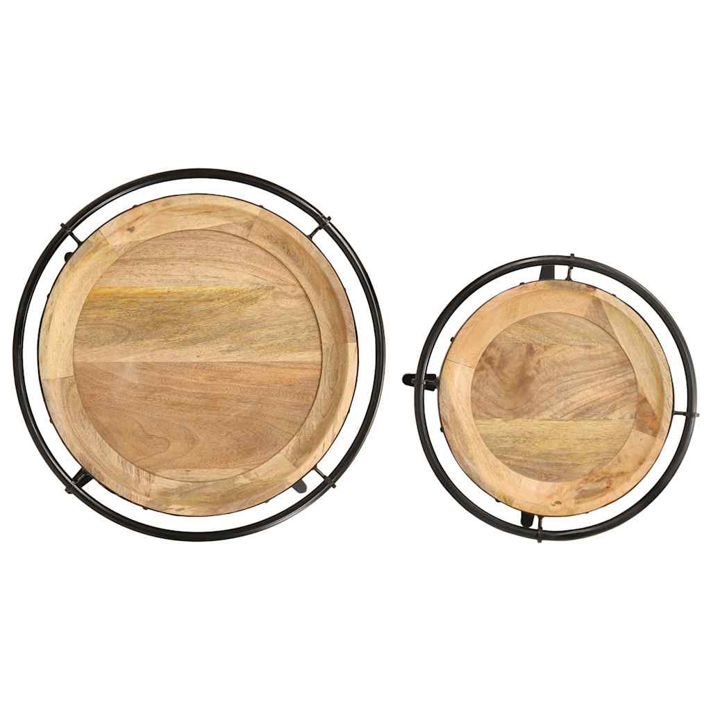2 Piece Side Table Set Solid Wood Mango