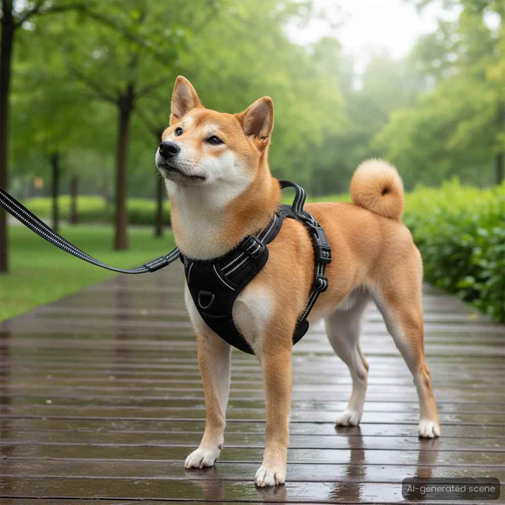 Dog Harness with Lead & Collar Adjustable Camouflage Brown S