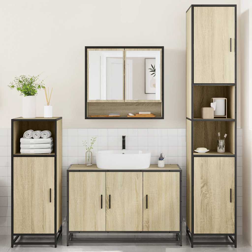 4 Piece Bathroom Furniture Set Sonoma Oak Engineered Wood