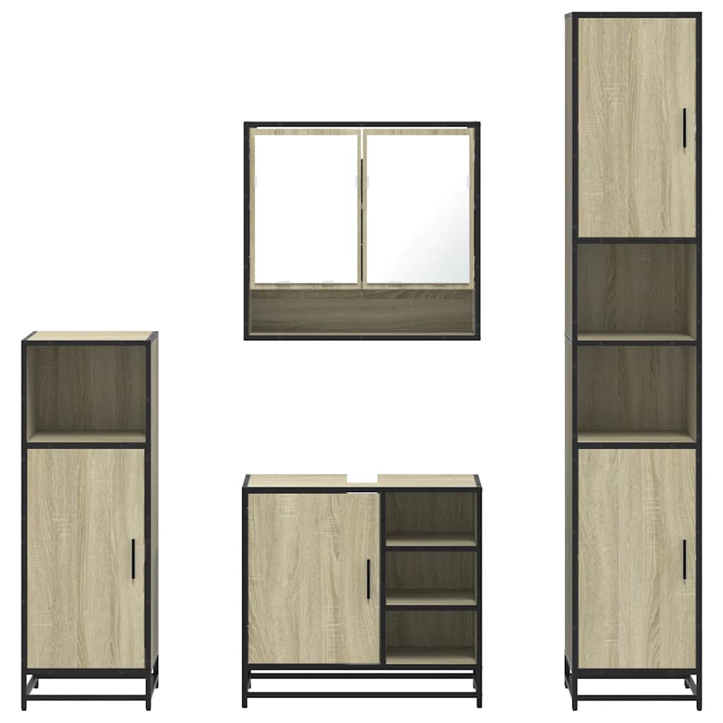 4 Piece Bathroom Furniture Set Sonoma Oak Engineered Wood