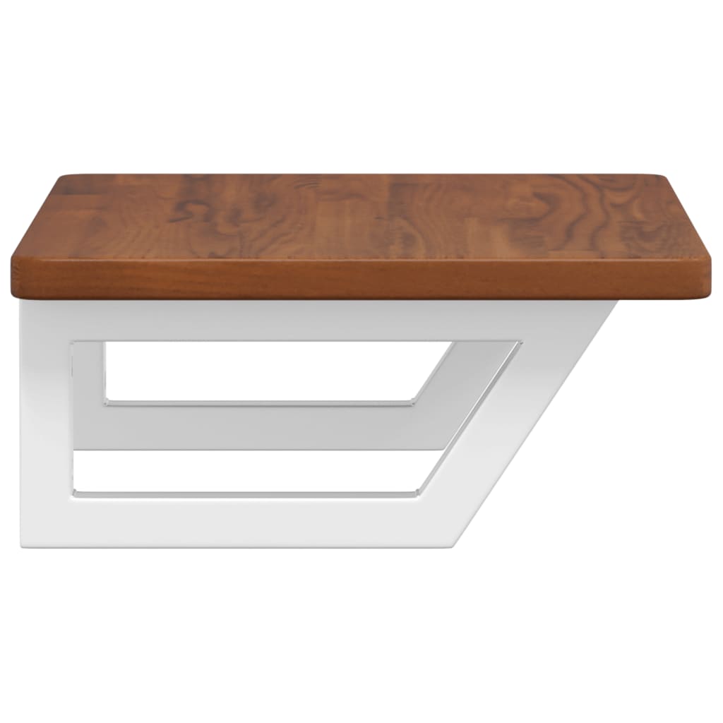 Basin Shelf Wall Mounted Steel and Solid Wood Oak